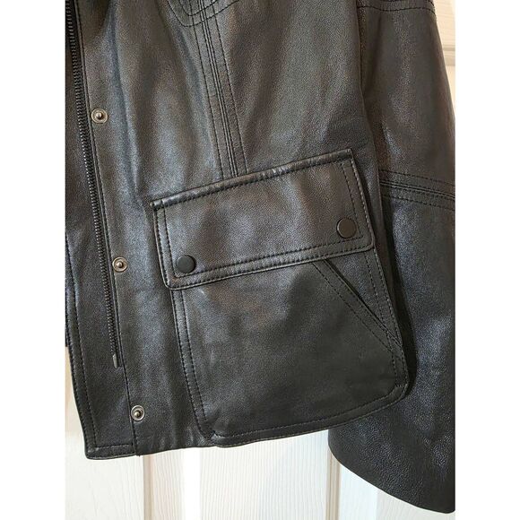 Vince Black Leather Jacket S - Picture 8 of 11